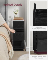 Songmics Nightstand, Compact Storage Unit With Dual Drawers And Open Shelf, Ebony Black - thumbnail 5