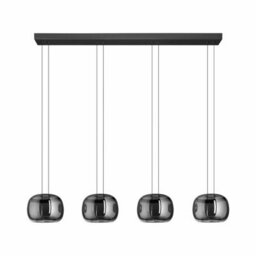 Eglo Hortunas 4 Light Pendant Black Smoked Glass Linear Ceiling Light Dimmable Led Warm White Adjustable Height - thumbnail 3