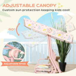 Aiyaplay Kids Garden Swing Chair, Swing Seat With Adjustable Canopy, Pink - thumbnail 5