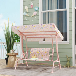 Aiyaplay Kids Garden Swing Chair, Swing Seat With Adjustable Canopy, Pink