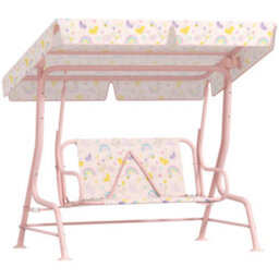 Aiyaplay Kids Garden Swing Chair, Swing Seat With Adjustable Canopy, Pink - thumbnail 2