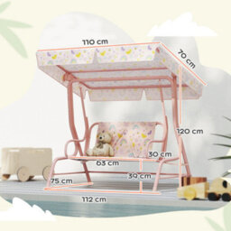 Aiyaplay Kids Garden Swing Chair, Swing Seat With Adjustable Canopy, Pink - thumbnail 3