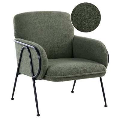 Beliani Minimalist Armchair Trysnes Boucle Green - image 1