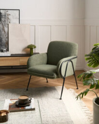 Beliani Minimalist Armchair Trysnes Boucle Green - thumbnail 2