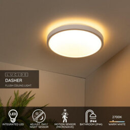 Lucide Dasher Modern Flush Ceiling Light Bathroom 41Cm - Led - 1X24W 2700K - Ip44 - Black - thumbnail 3