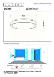 Lucide Dasher Modern Flush Ceiling Light Bathroom 41Cm - Led - 1X24W 2700K - Ip44 - Black - thumbnail 7
