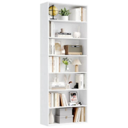 White 7 Tiers Bookcase 209.5Cm Tall Living Room Bookshelf Free Standing Display Shelf - thumbnail 3