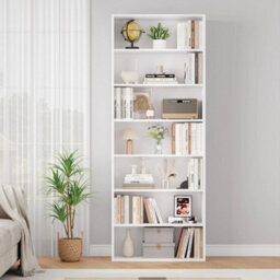 White 7 Tiers Bookcase 209.5Cm Tall Living Room Bookshelf Free Standing Display Shelf - thumbnail 4