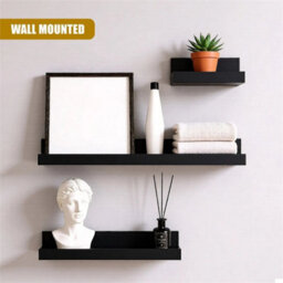 Set Of 3 Floating Wall Shelves Picture Ledge Display Rack Book-Balck - thumbnail 3