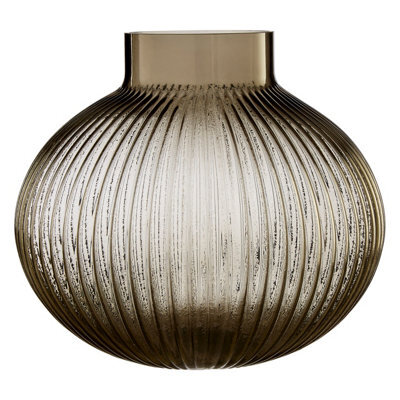 Orsina Large Glass Vase, Textured Vase Tall Glass With Corrugated Spherical Body, Decorative Glassware Vases - image 1