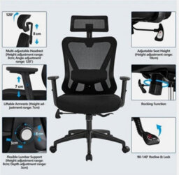 Ergonomic Office Chair Computer Desk Chair High Back Adjustable Chair Black - thumbnail 4
