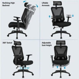 Ergonomic Office Chair Computer Desk Chair High Back Adjustable Chair Black - thumbnail 5