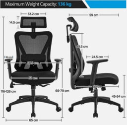 Ergonomic Office Chair Computer Desk Chair High Back Adjustable Chair Black - thumbnail 2
