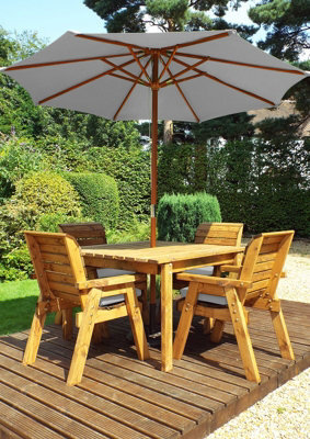 Charles Taylor Trading Charles Taylor 4 Seater Wooden Square Dining Table & Chairs Set Grey Cushion - image 1