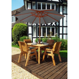 Charles Taylor Trading Charles Taylor 4 Seater Wooden Square Dining Table & Chairs Set Grey Cushion - thumbnail 4