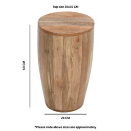 Buttercup Farm Surrey Drum Side Table - Solid Mango Wood - L35 X W35 X H60 Cm - thumbnail 6