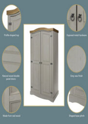Core Products Premium Corona Grey, 2 Door Wardrobe H189.0Cm X W100.0Cm X D56.0Cm - thumbnail 8