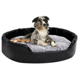 Vidaxl Dog Bed Black And Grey 90X79X20 Cm Plush And Faux Leather - thumbnail 1
