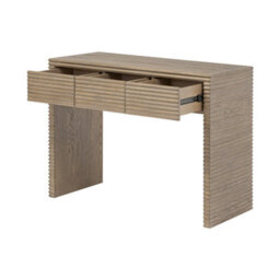 Wyld Haus Mandarina Weathered Oak Ribbed Three Drawer Desk - thumbnail 4