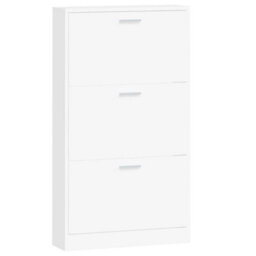 Berkfield Shoe Cabinet White 59X17X108 Cm Engineered Wood - thumbnail 5