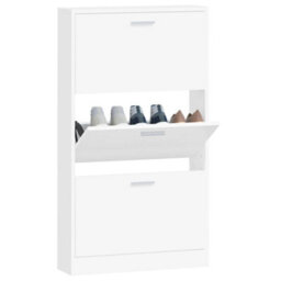 Berkfield Shoe Cabinet White 59X17X108 Cm Engineered Wood - thumbnail 4