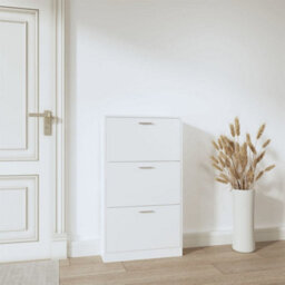 Berkfield Shoe Cabinet White 59X17X108 Cm Engineered Wood - thumbnail 3