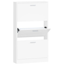 Berkfield Shoe Cabinet White 59X17X108 Cm Engineered Wood - thumbnail 2