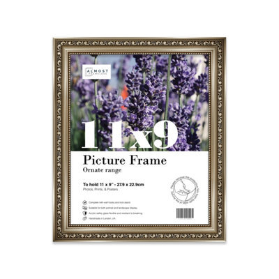 11X9 Gunmetal  Ornate Picture Frame (27.9 X 22.9Cm) Poster, Photo, Artwork, Gallery Wall Or Print - image 1