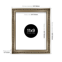 11X9 Gunmetal  Ornate Picture Frame (27.9 X 22.9Cm) Poster, Photo, Artwork, Gallery Wall Or Print - thumbnail 2