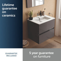 Ideal Standard Eurovit+ 600mm Wall Mounted Vanity Unit With 2 Drawers In Mid Grey - thumbnail 6