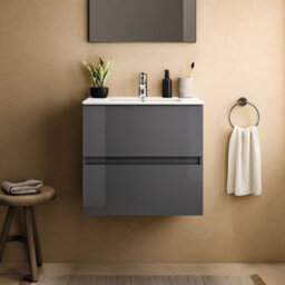Ideal Standard Eurovit+ 600mm Wall Mounted Vanity Unit With 2 Drawers In Mid Grey - thumbnail 2