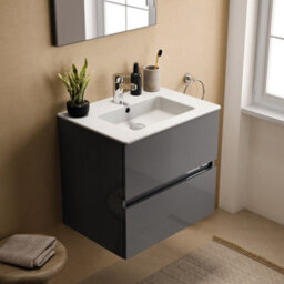 Ideal Standard Eurovit+ 600mm Wall Mounted Vanity Unit With 2 Drawers In Mid Grey - thumbnail 3