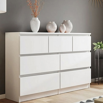 SquareBoxx Olivia Matt White 7 Drawer Freestanding Double Chest - (H)81Cm X (W)106Cm X (D)40Cm - image 1