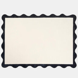 Ohs Scallop Edge Rug Soft Non Slip Floor Carpet Area Mat, Cream/black - 160 X 230Cm - thumbnail 3