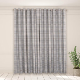OHS Woven Check Print Pair Of Curtains, Grey - 90 X 90 - thumbnail 3