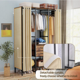 Fativo  Xxxl-Heavy Duty Wardrobe Open Drawer Storage Cabinet Clothes Rail Rack W/curtain L 149.5Xw 50Xh 214Cm - thumbnail 5