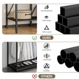 Fativo  Xxxl-Heavy Duty Wardrobe Open Drawer Storage Cabinet Clothes Rail Rack W/curtain L 149.5Xw 50Xh 214Cm - thumbnail 4