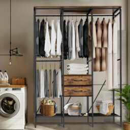 Fativo  Xxxl-Heavy Duty Wardrobe Open Drawer Storage Cabinet Clothes Rail Rack W/curtain L 149.5Xw 50Xh 214Cm - thumbnail 8