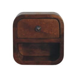 Artisan Furniture Solid Wood Extra Mini Curved Chestnut Bedside With Open Slot - thumbnail 1