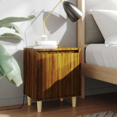 Berkfield Bed Cabinet With Solid Wood Legs Brown Oak 40X30X50 Cm - image 1