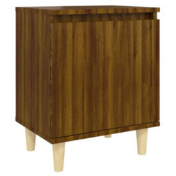 Berkfield Bed Cabinet With Solid Wood Legs Brown Oak 40X30X50 Cm - thumbnail 2