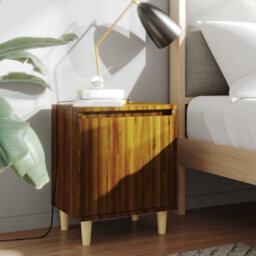 Berkfield Bed Cabinet With Solid Wood Legs Brown Oak 40X30X50 Cm - thumbnail 1