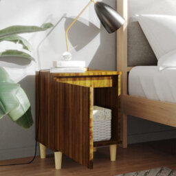 Berkfield Bed Cabinet With Solid Wood Legs Brown Oak 40X30X50 Cm - thumbnail 3
