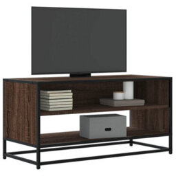 Berkfield Tv Cabinet Brown Oak 91X40X46 Cm Engineered Wood And Metal - thumbnail 1