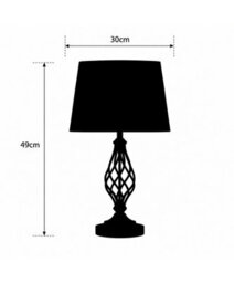 Lighting Supermarket Queenswood Traditional Barley Twist Table Lamp With Blue Gold Drum Shade - Pewter - thumbnail 7