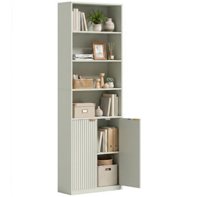 6 Tier Tall Bookcase With Adjustable Shelf Cabinet, Light Green - image 1