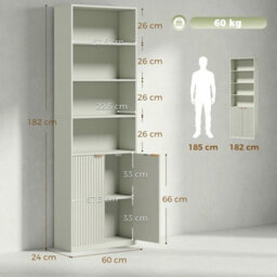 6 Tier Tall Bookcase With Adjustable Shelf Cabinet, Light Green - thumbnail 2