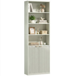 6 Tier Tall Bookcase With Adjustable Shelf Cabinet, Light Green - thumbnail 5