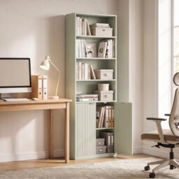 6 Tier Tall Bookcase With Adjustable Shelf Cabinet, Light Green - thumbnail 6