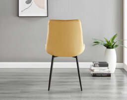Furniturebox Imperia Black High Gloss 6 Seater Dining Table With Structural 2 Plinth Column Legs 6 Mustard Velvet Black Leg Pesaro Chairs - thumbnail 8
